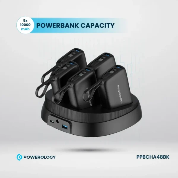POWERLOGY POWER BANK STATION 5X10,000MAH-BLACK