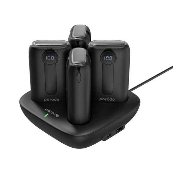 PORODO POWER BANK STATION 4IN1 BLACK
